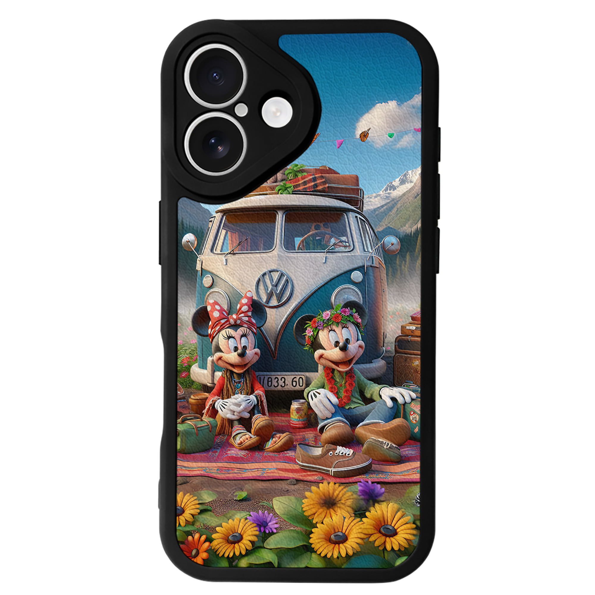 （画像用） ミッキーマウス Mickey Mouse 【iPhone 16シリーズ対応】シリコンスマホケース（レザー調） 材質：シリコン